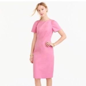 J.crew gathered sleeve short sleeve sheath dress size 14 tall pink